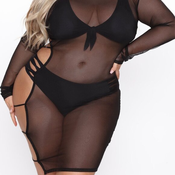 Black mesh cover up dress - Picture 3 of 4